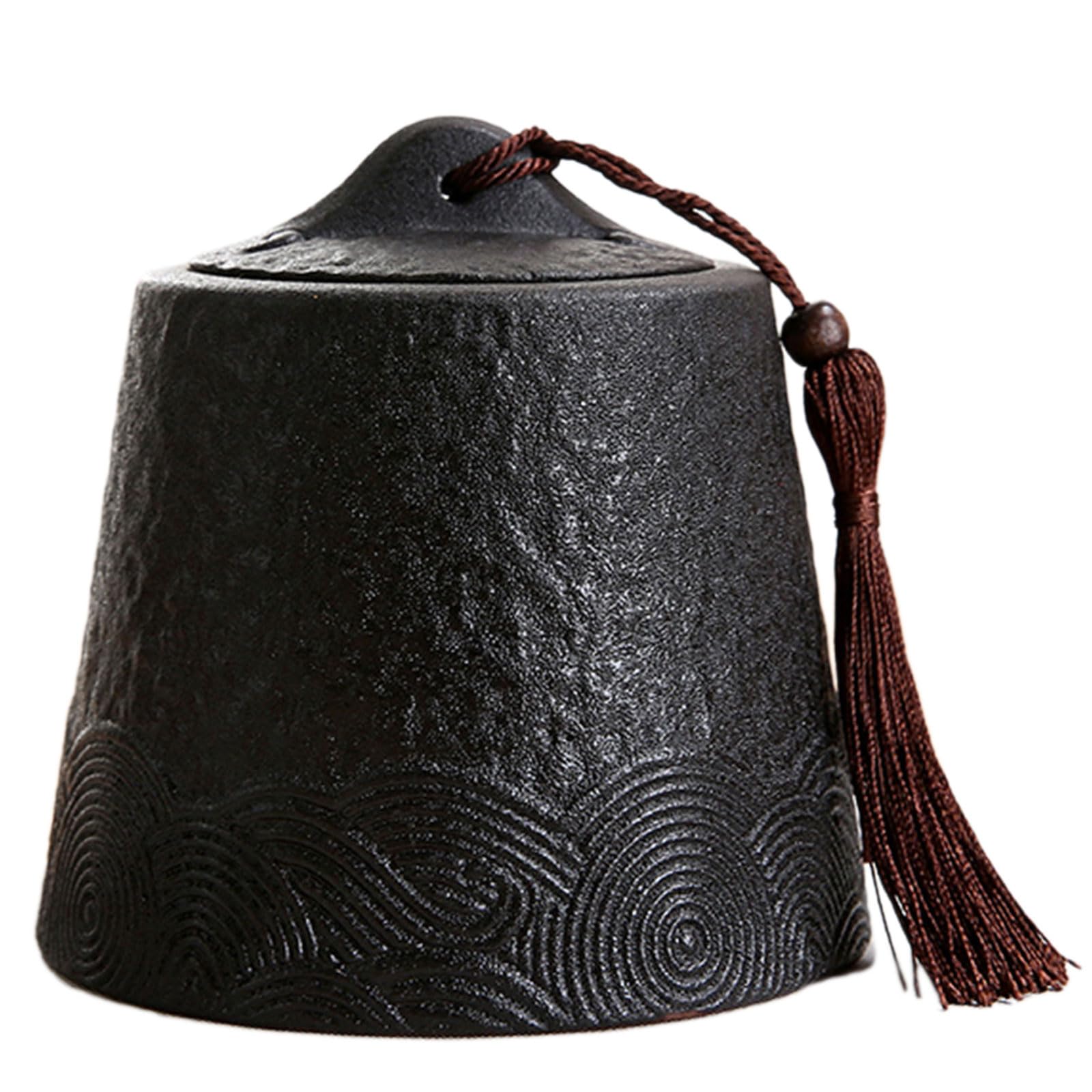 JFGCTYHXY Pet urns, Small Ceramic Cremation Urn For Human Ashes Black(Cylindrical)