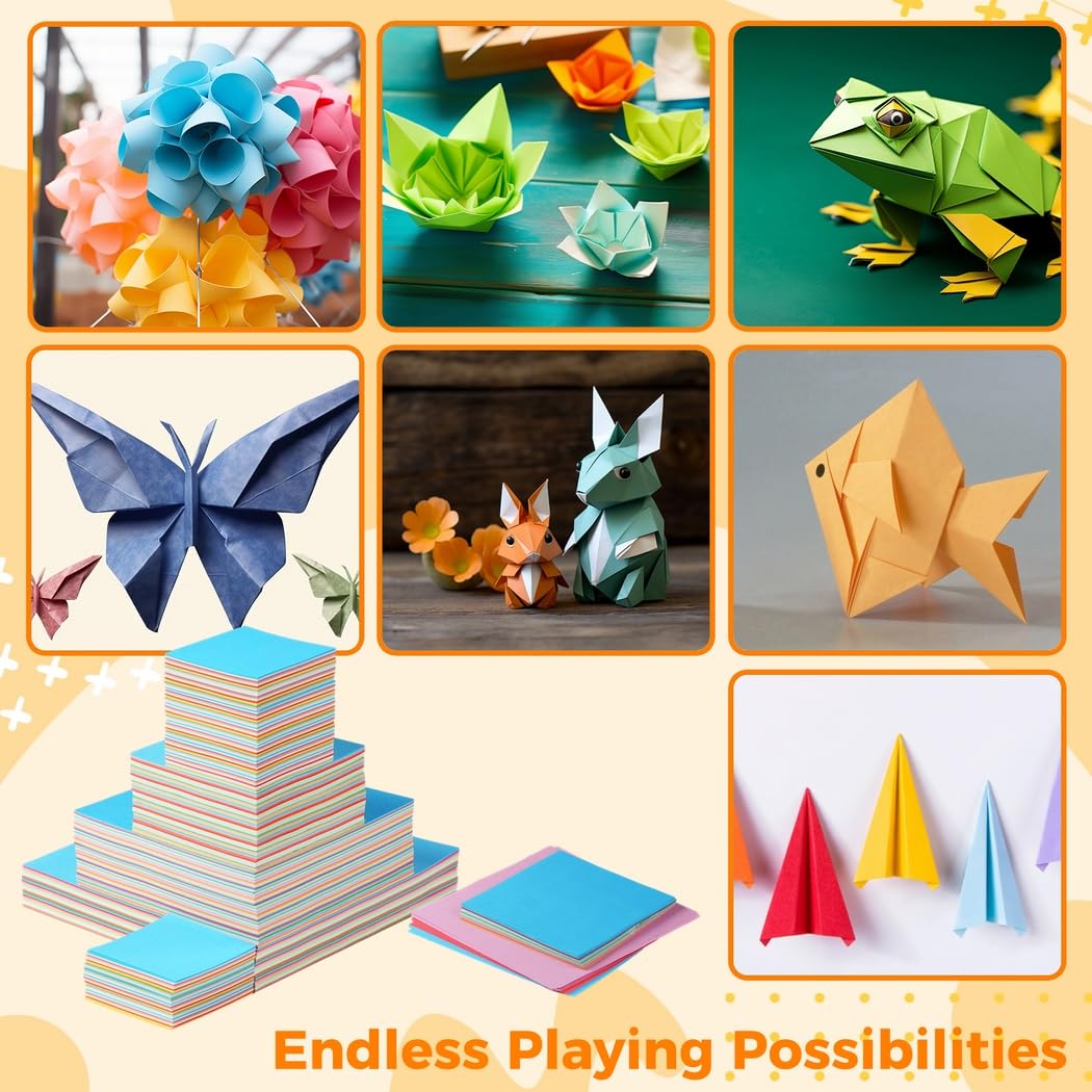 Zestaw 2300 arkuszy origami, dwustronny, kolorowy karton do samodzielnego wykonania, do scrapbookingu, artystycznych przyborów szkolnych, łatwe składanie, dla dzieci, dorosłych, początkujących, 10