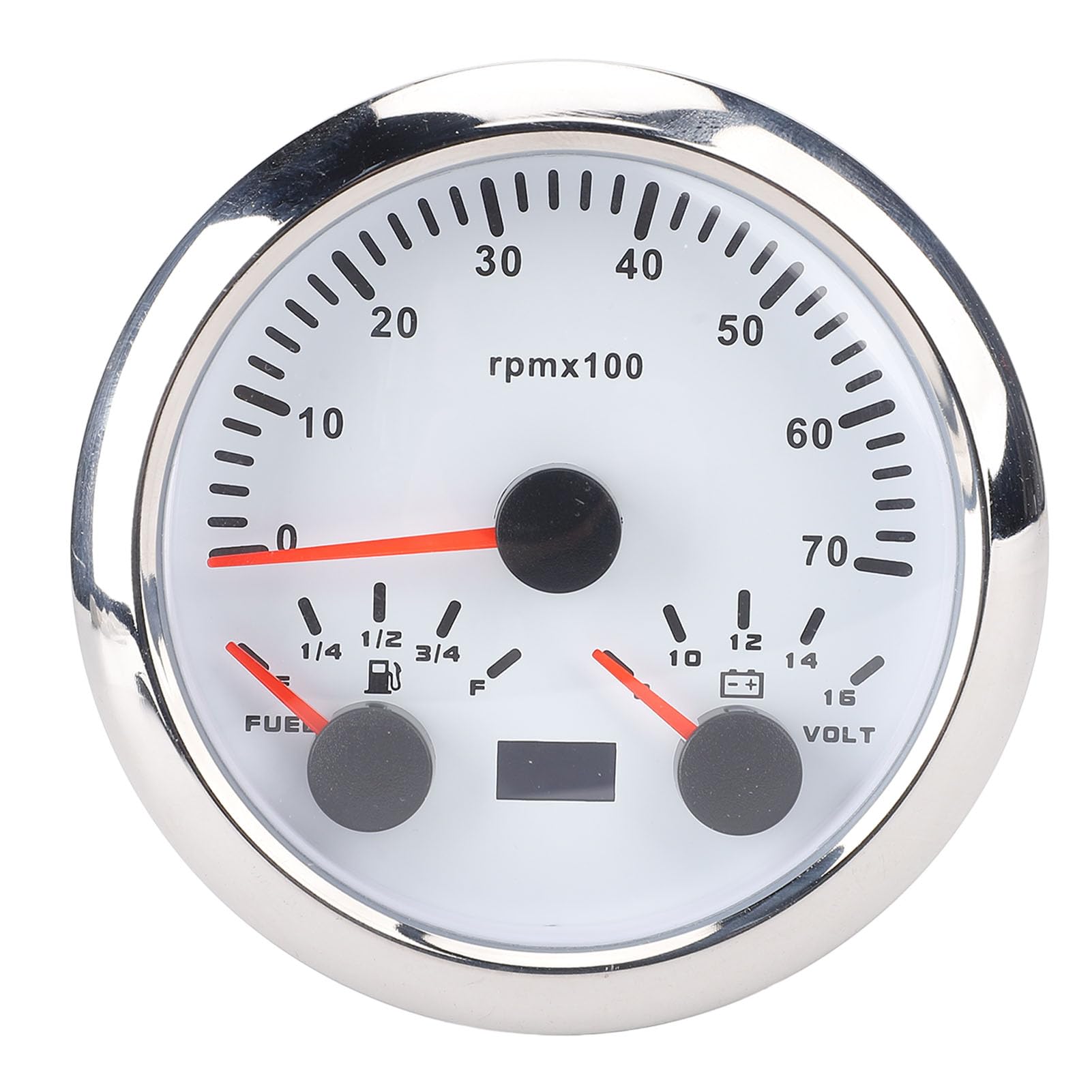 Generic Velocímetro de 85 Mm, Velocímetro de Metal, Tacómetro, 7000 RPM, 8 a 16 V, Voltaje de, 3 en 1, Retroiluminación de 7 Colores para Camión, Coche, Barco, Camioneta RV (plata blanca)