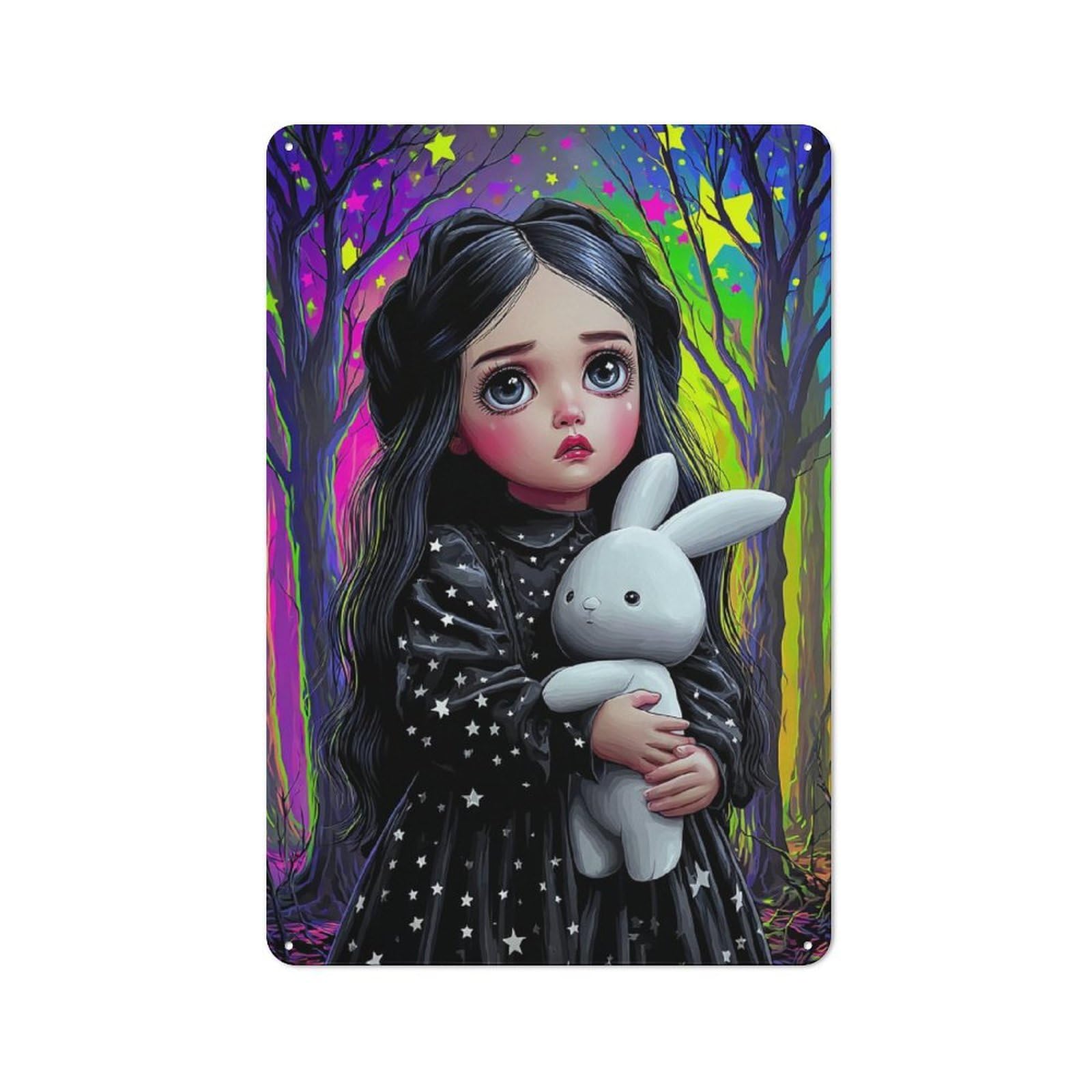 Junmoney Magical Forest With Starry Dress For Garage Or Workshop, Rustic Metal Plaque 30X20cm, Suited To Wall Displays In Garages And Tool Rooms