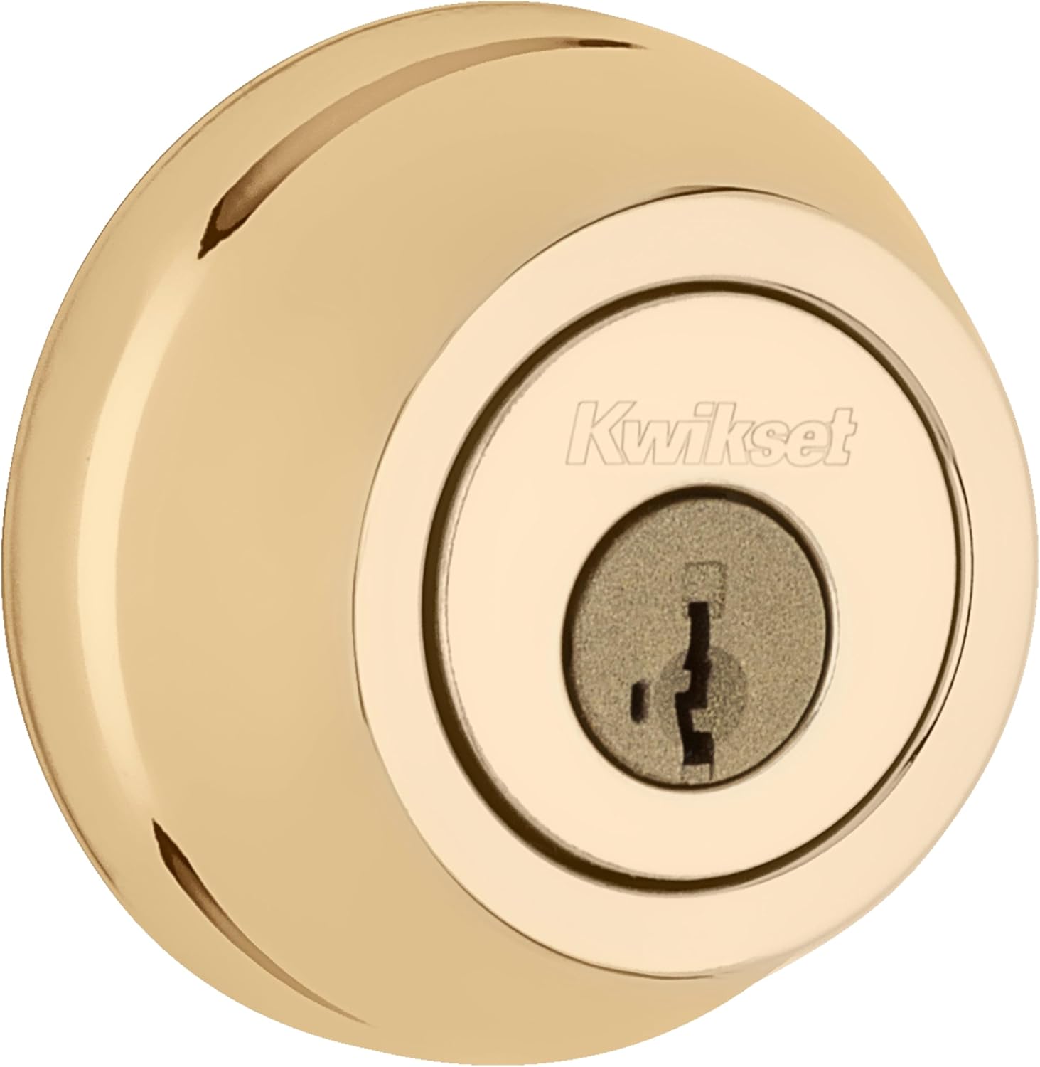 Kwikset 780 Deadbolt Lock, Polished Brass Round Exterior Keyed Front Entry Door, Pick Resistant SmartKey Rekey Security, Single Cylinder Dead Bolt, with Microban Protection