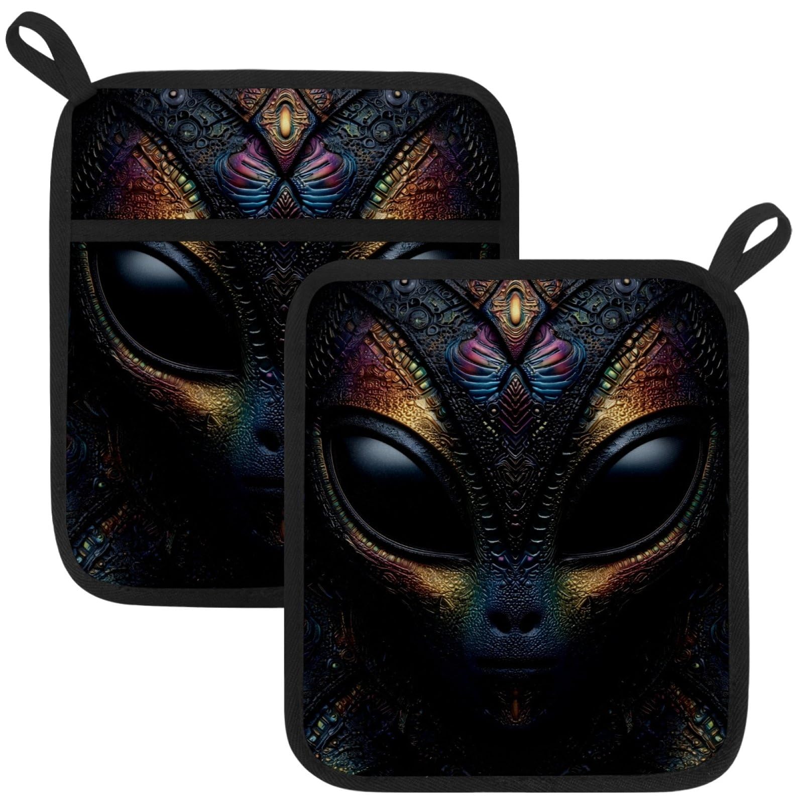 VAPOKF Abstract Alien Pot Holder, Heat Resistant Oven Cloths, Potholders & Oven Gloves, for Kitchen Cooking & Baking, Thick & Safe, Protection of Hands From Hot Utensils