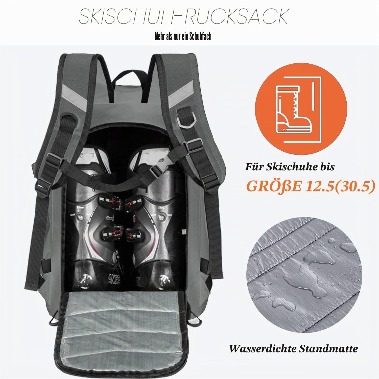 KEOFID Skischuhtasche für Damen und Herren, 50L Ski-Reiserucksack und Snowboardtasche