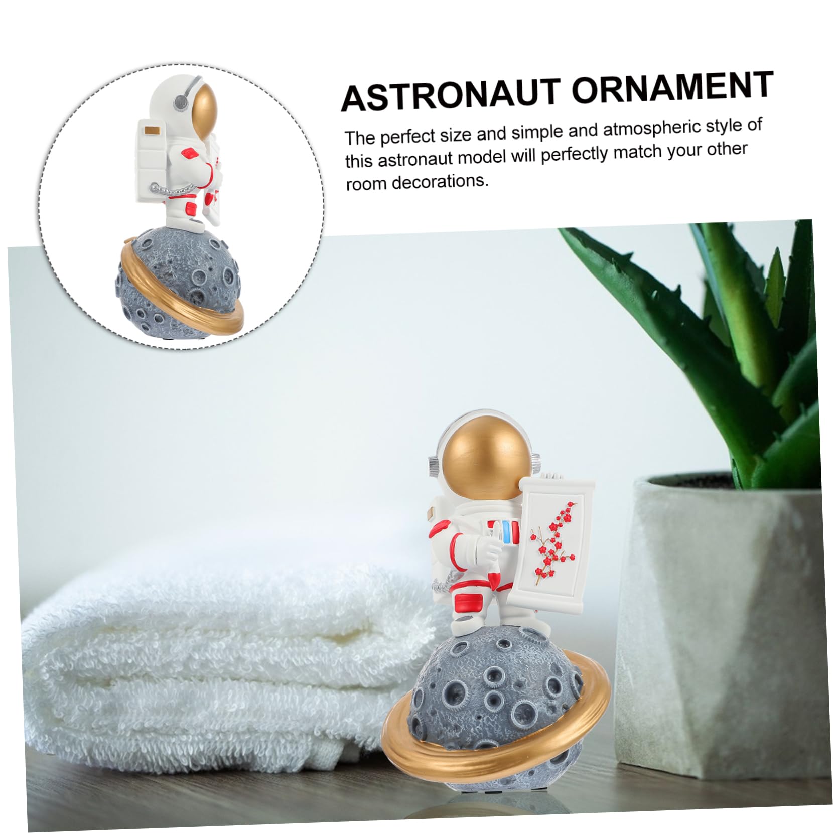 Figura Decorativa De Astronauta Estatua De Resina Decoración Lunar Ideal para Escritorio y Hogar