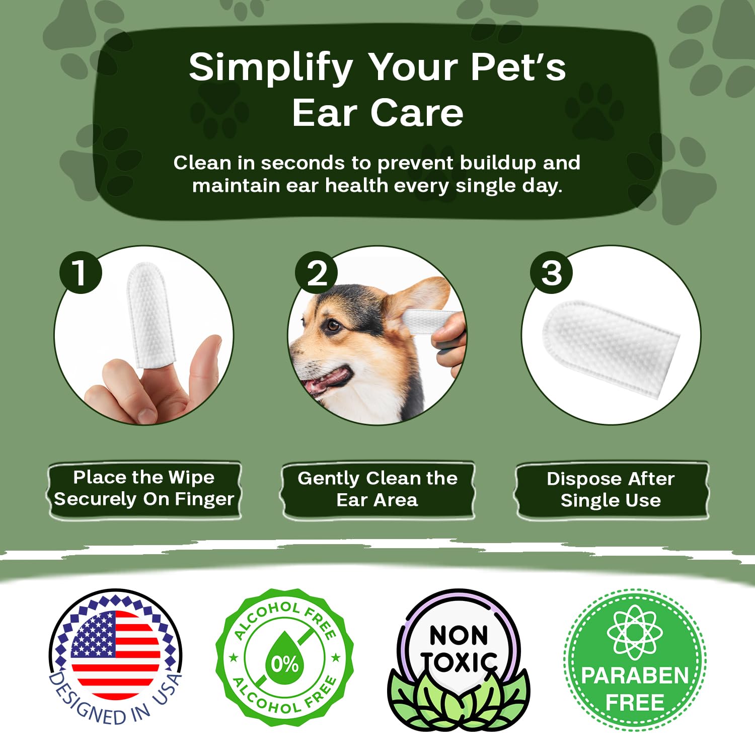 Dog Ear Wipes & Cat Ear Cleaner – Ear Wipes for Dogs, Cat Ear Wipes, Gentle Dog Ear Cleaning Wipes Remove Wax, Dirt & Odor, No-Rinse Ear Care (Coconut) - image 5