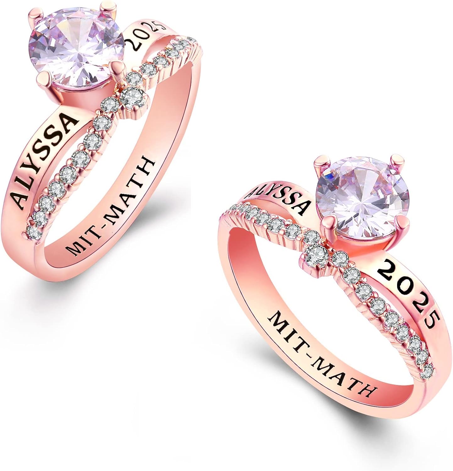 JNJ Women's Class Ring, personalized for high school and college graduates, Sterling Silver, Birthstone Class Ring, Crown Style, Fashion collection-Jour Nouveau Jewelry