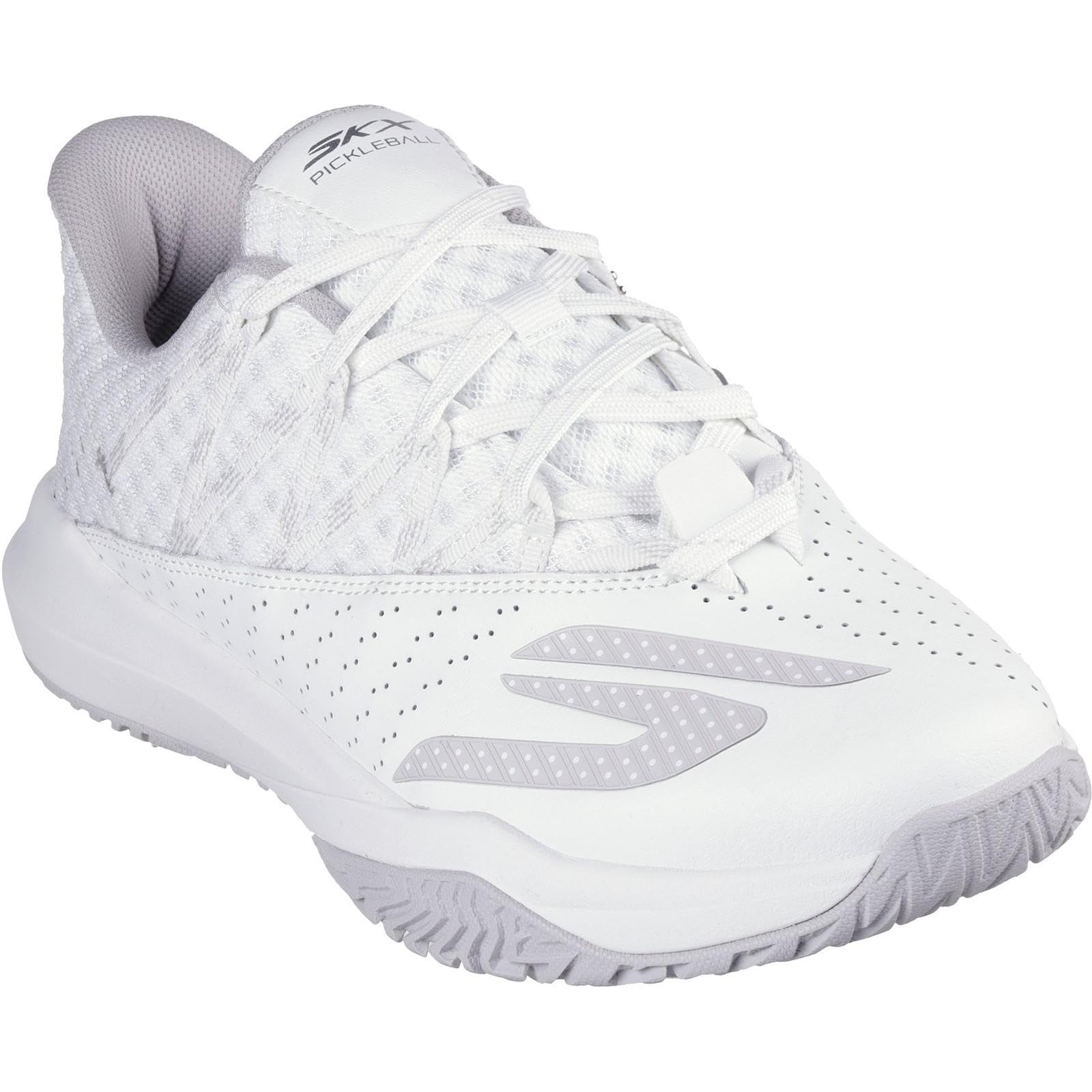 Skechers Men's Viper Court Rally Pickleball-Shoes, White Leather/Mesh/Trim, 8.5 UK