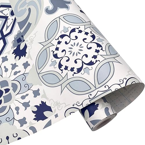 Miniatura 6 de y - Revestimiento de porcelana retro para estanterías de papel despegable, adhesivo extraíble para cajón, decoración de encimera, impermeable, 17.7