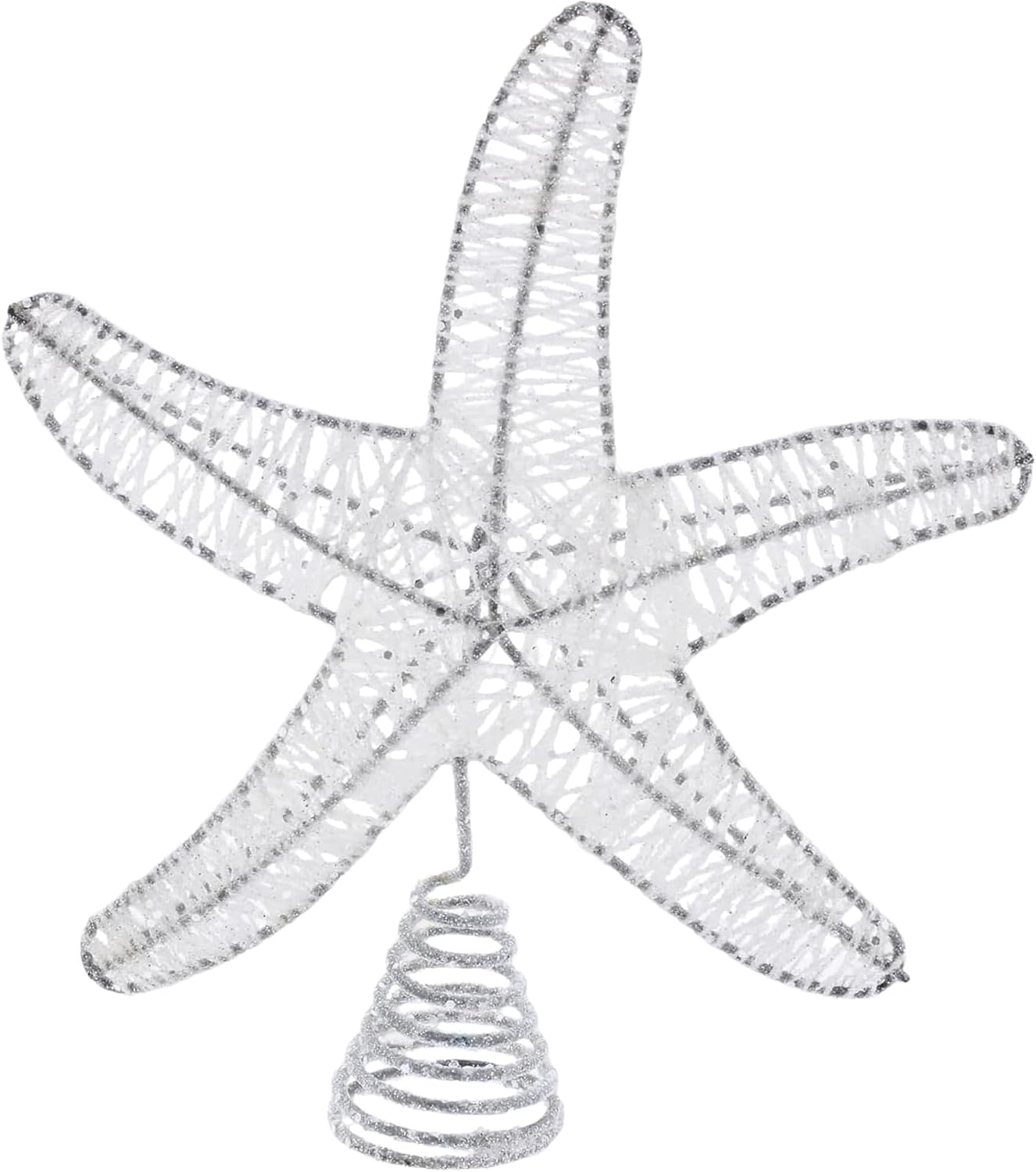 The Bridge Collection 11" White Glitter Starfish Tree Topper - Ocean-Inspired Nautical Christmas Tree Topper - Beach Decoration for Coastal Tree