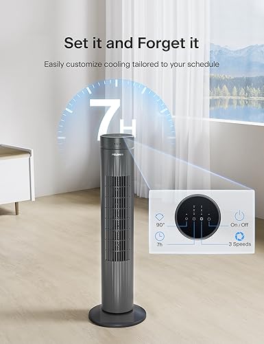 Miniatura 5 de PELONIS Ventilador de torre oscilante de 30 pulgadas para dormitorio, ventilador de torre silencioso de 3 velocidades, 37 dB con control remoto y