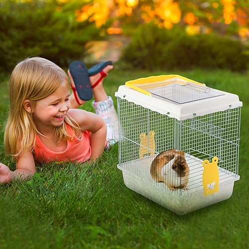 Hamster Travel Portable Carrier Cage Small Animal Carry Case with Water Bottle&foodbowl& for Dwarf Hamster,Ferrets,Hedgehog,Chinchilla(White)