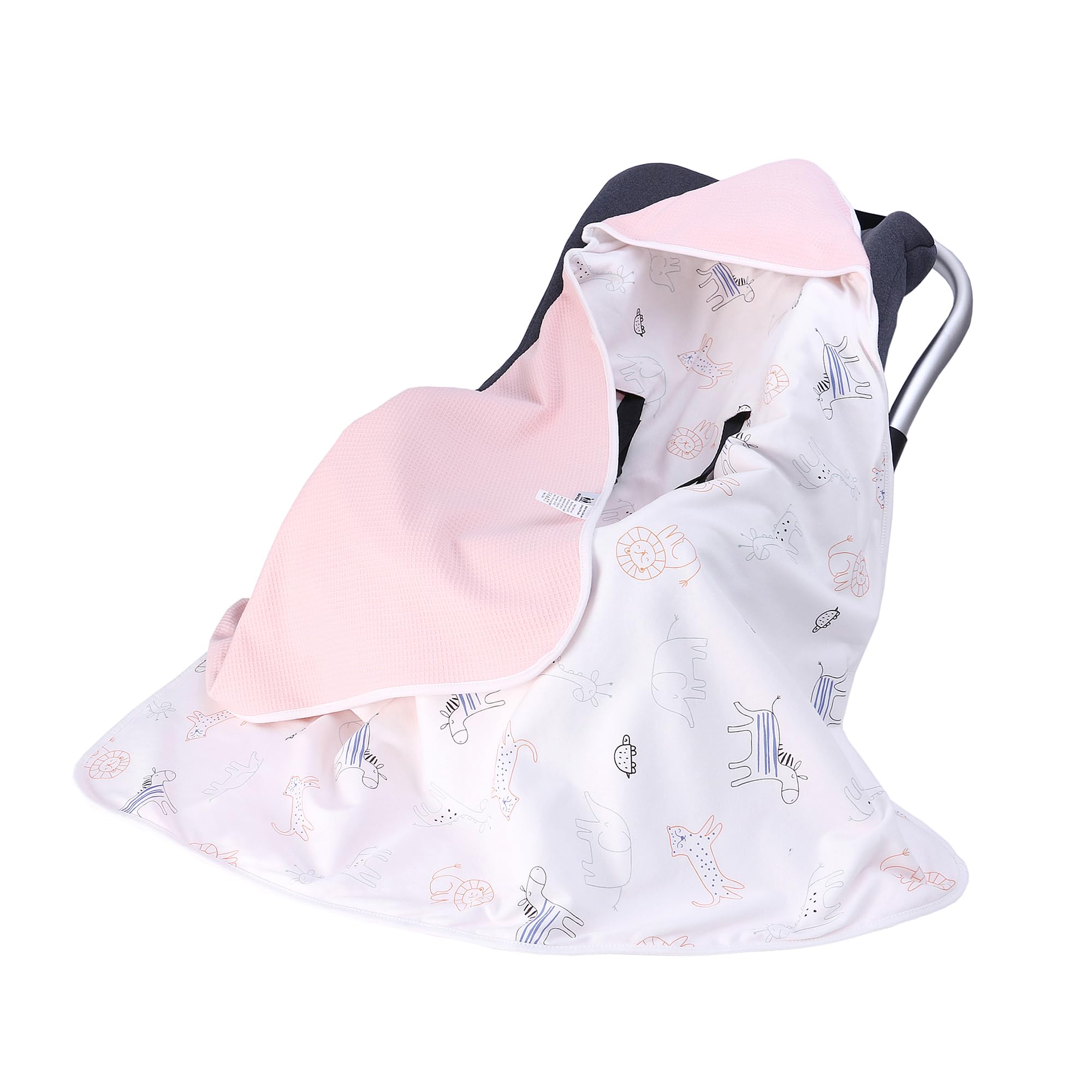 Baby Car Seat Blanket, Blanket Swaddle Wrap for Boys Girls Cotton 0-12 Months,Pushchair, Pram, Buggy, Wrap with Hood for Newborn Universal 90x90cm