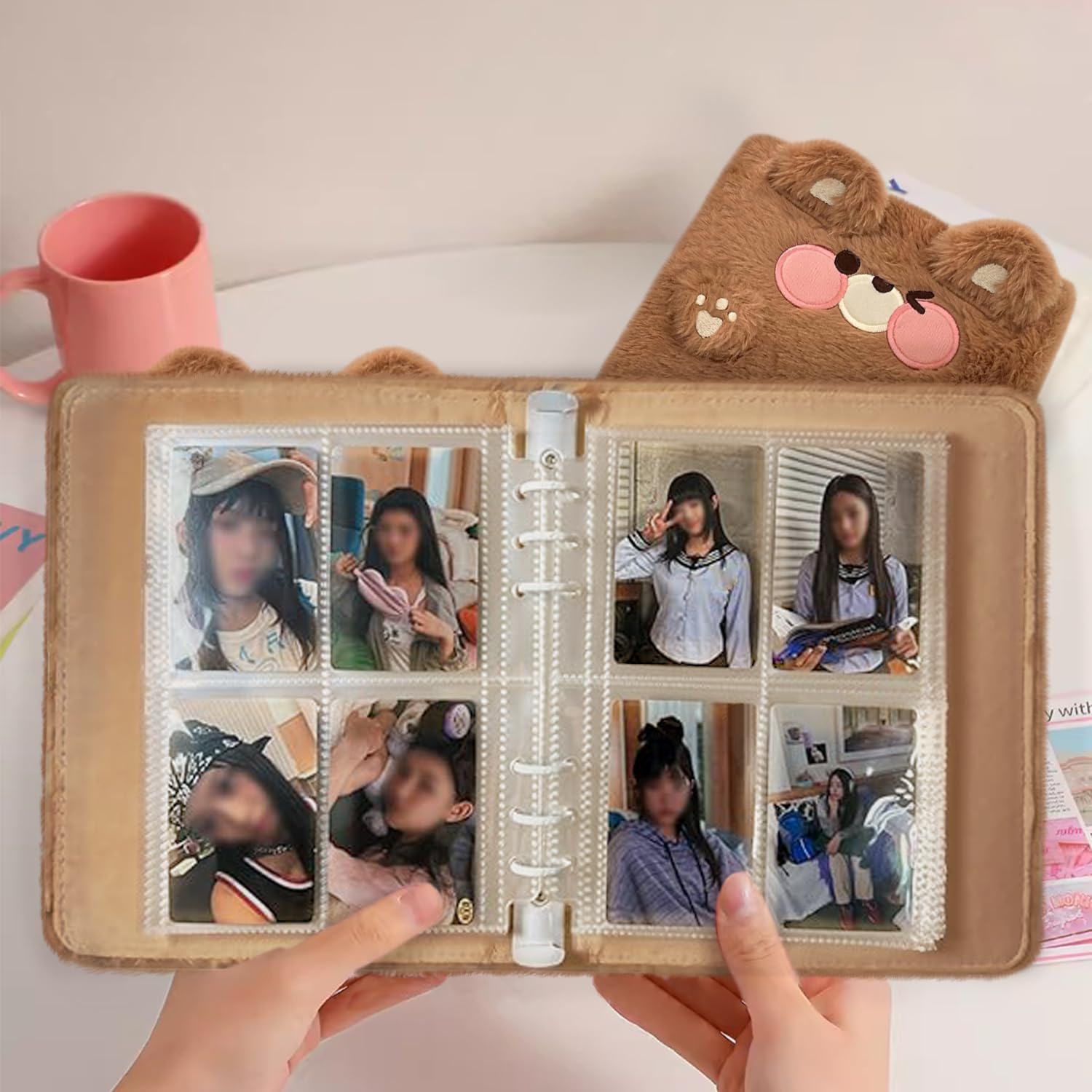 Album fotografico formato A5 a 6 anelli in peluche con 20 custodie