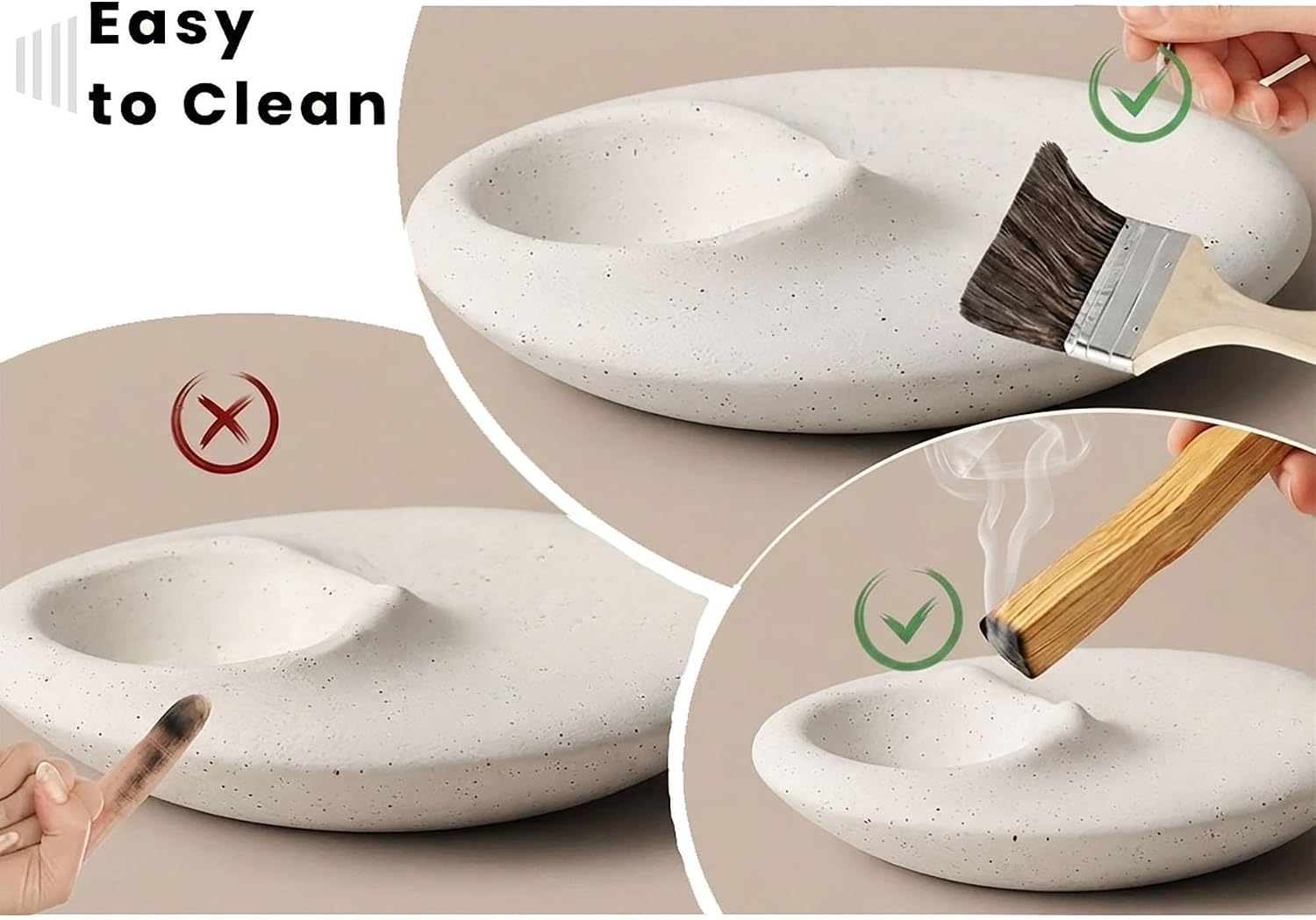 Speckled Cement Incense Holder & Palo Santo Burner, Minimalist Oval Design for Meditation, Yoga & Home Aromatherapy,Speckled Off-White