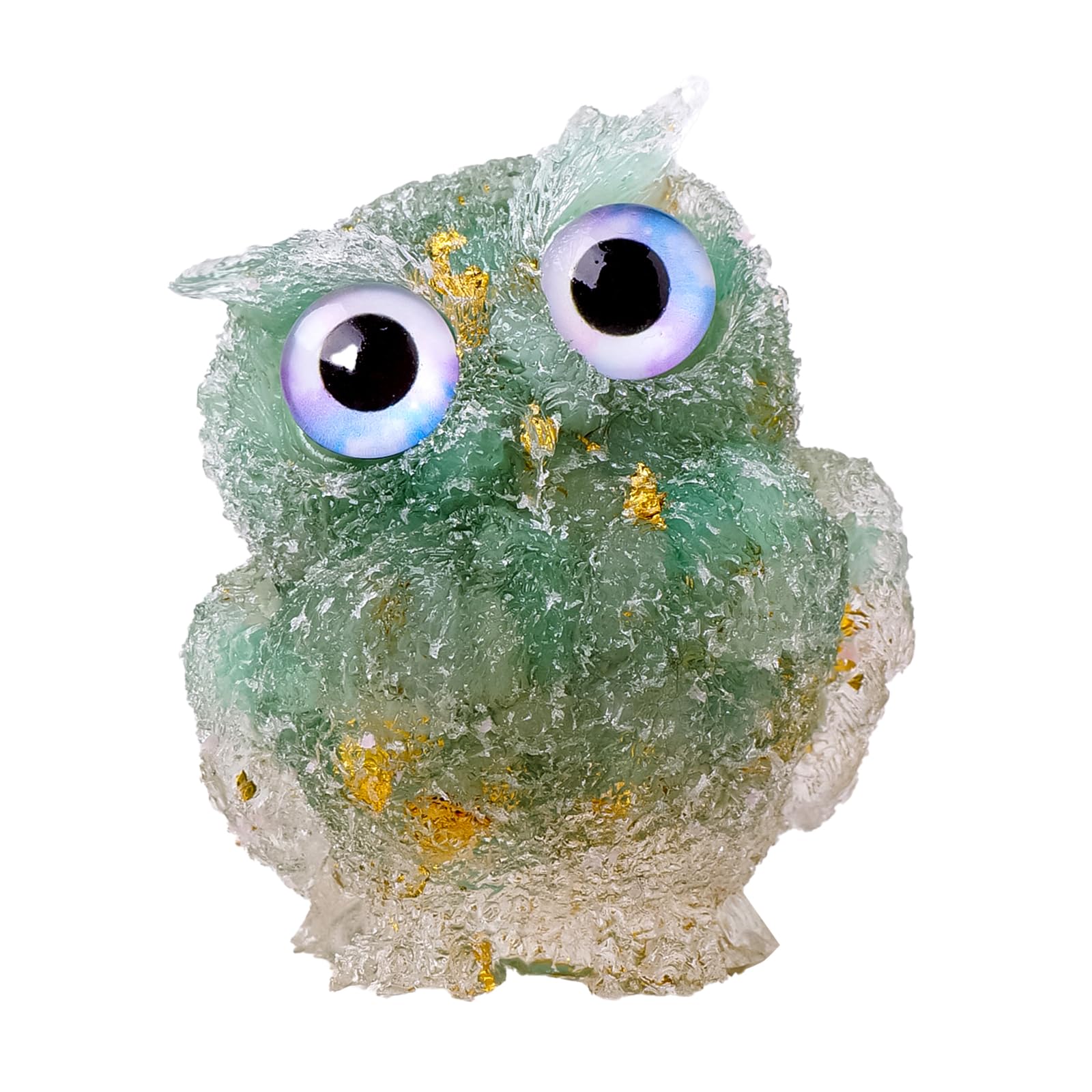 Natural Crystal Owls Green Aventurine Resin Owls Statue Gemstones and Crystals Resin Owl Gifts