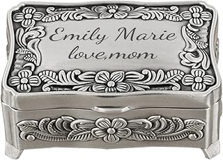 Cooayyaooc Personalized Vintage Metal Jewelry Keepsake Box - Custom Message Gift for Mom, Wife, Sister, 3.15x2.36x1.57"