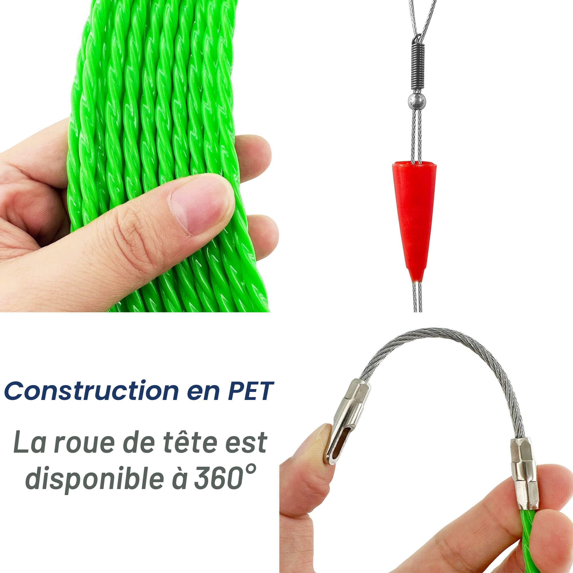 Aiguille Electricien,50m Tire Fil Electrique 4,5mm DiamèTre Tire Fils Electrique,Tire Fils Electricien Aiguille,Tire Fils Electricien Aiguille, Spiralé Flexible Aiguille Tire Fil（with BOX）