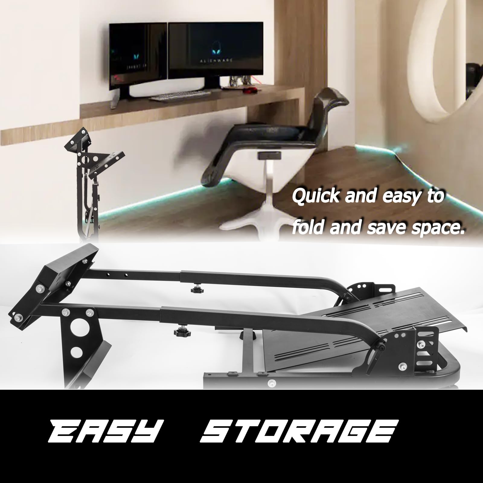 Anman Racing Wheel Cockpit PRO Fit for Logitech G27/G29/G920 Fanatec Thrustmaster Adjustable Height Gaming Steering Wheel Shifter Mount Racing Wheel Stand Foldable Without Pedal and Steering Wheel