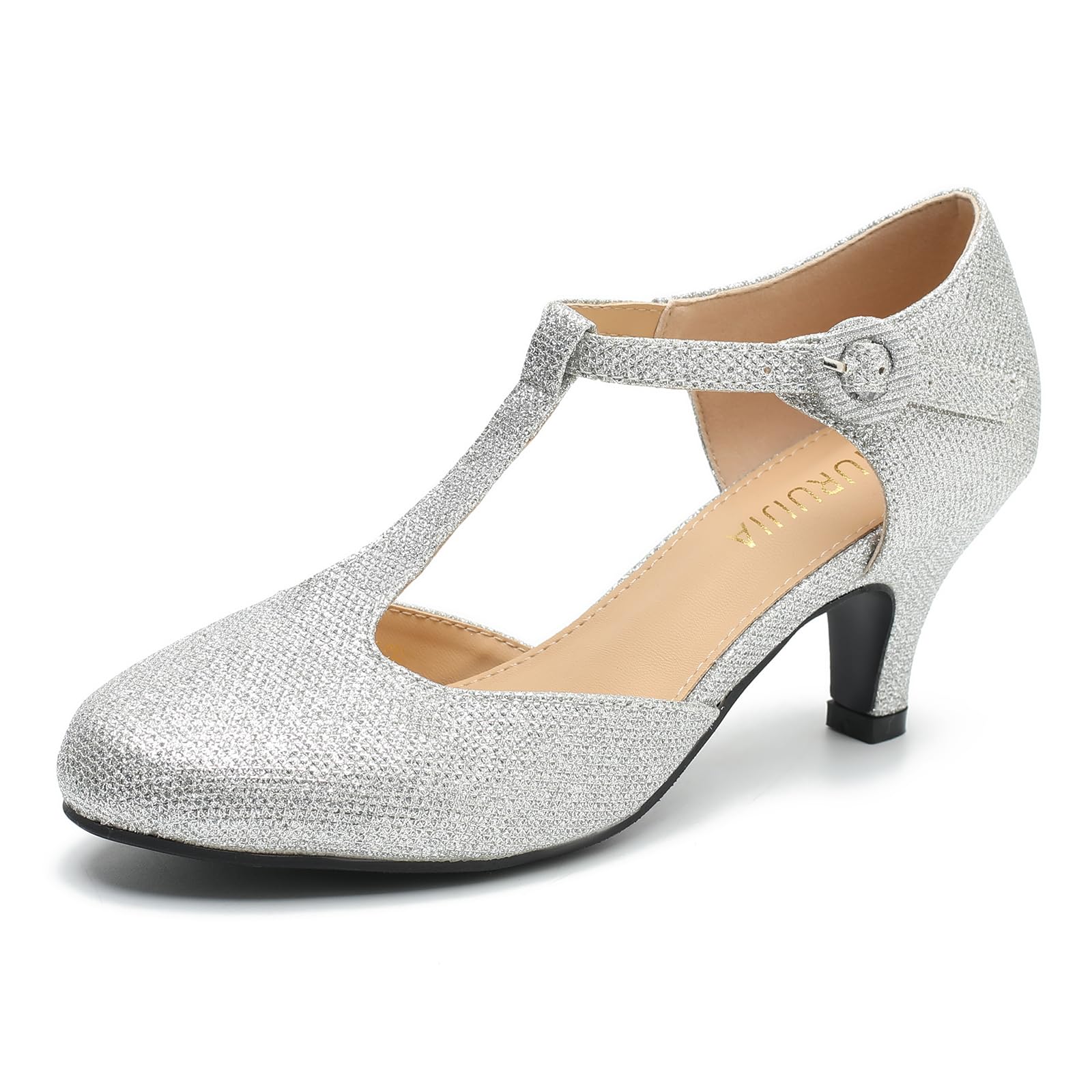 LIURUIJIAWomen's T Strap Mary Jane Kitten Heels Pumps Vintage Low Heel Dress Shoes for Wedding Party Work Church