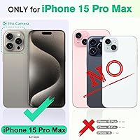 Vista 2 de Funda tipo billetera TUCCH para iPhone 15 Pro Max, con bloqueo RFID, con soporte para 4 tarjetas, a prueba de golpes, con interior de TPU, con funda