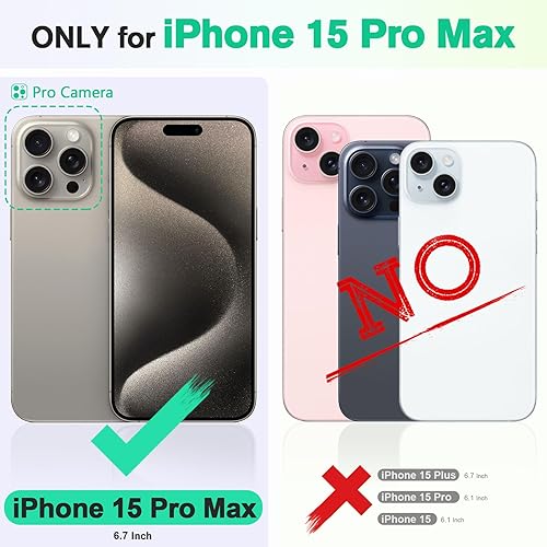 Miniatura 2 de TUCCH Funda para iPhone 15 Pro Max, piel sintética, tipo cartera, con soporte para bloqueo RFID 3 ranuras para tarjetas, carcasa interior de TPU