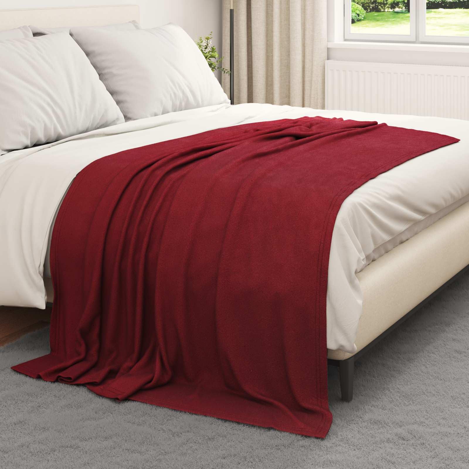 Koc bordowy z polaru, 6 sztuk, 200 x 150 cm, koc na sofę, łóżko, do salonu, sypialni, wszechstronny, ciepły, miękki koc na kemping, podróż, zimę