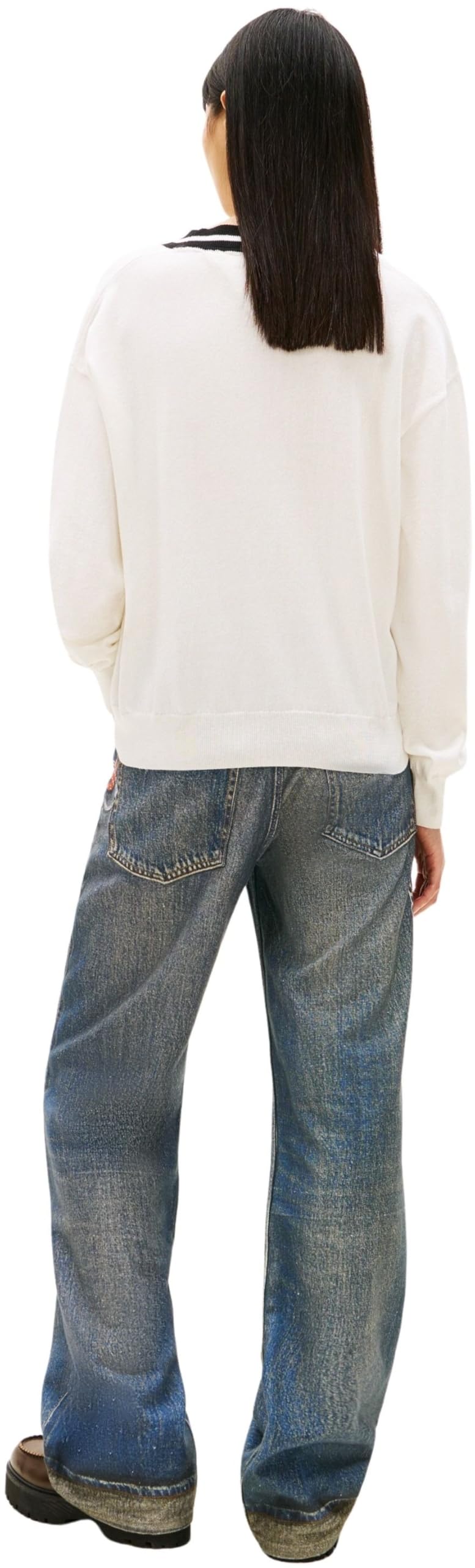 Tommy Jeans Damen Tjw RLX V-Neck Tipping Sweater Dw0dw22778 Pullover (1er Pack)
