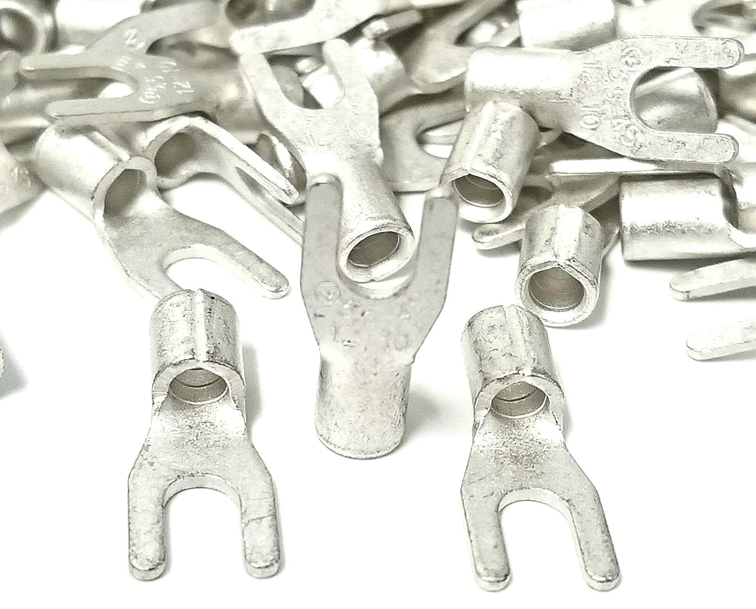 100 Spade Fork Terminal Connector NonInsulated Uninsulated 1210g AWG Gauge 8