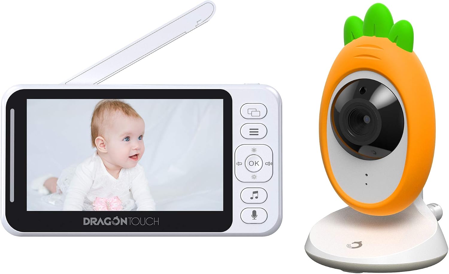 Dragon Touch Baby Monitor, E40 Video Baby Monitor with Camera and Audio,4.3" Split Screen Baby Camera with no WiFi, Night Vision,960ft Range, 8 Lullabies,Temperature Monitoring