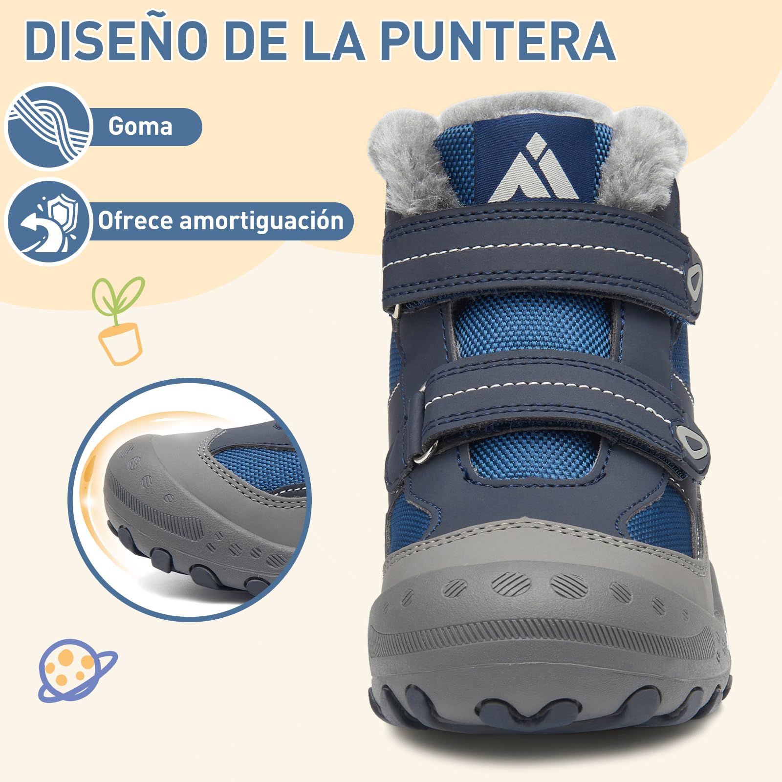 Mishansha Botas Nieves Niño Niña Antideslizante Azul 24EU | Cómodas, Cálidos, Resistente al agua, Trekking, Invierno, Caminar, Acampada, Zapatillas de Senderismo