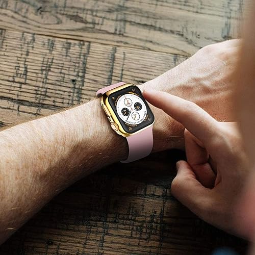 Miniatura 7 de HANKN Paquete de 2 fundas rígidas compatibles con Apple Watch Series 6, 5, 4, SE, de 1.575 pulgadas, protector de pantalla de vidrio templado,