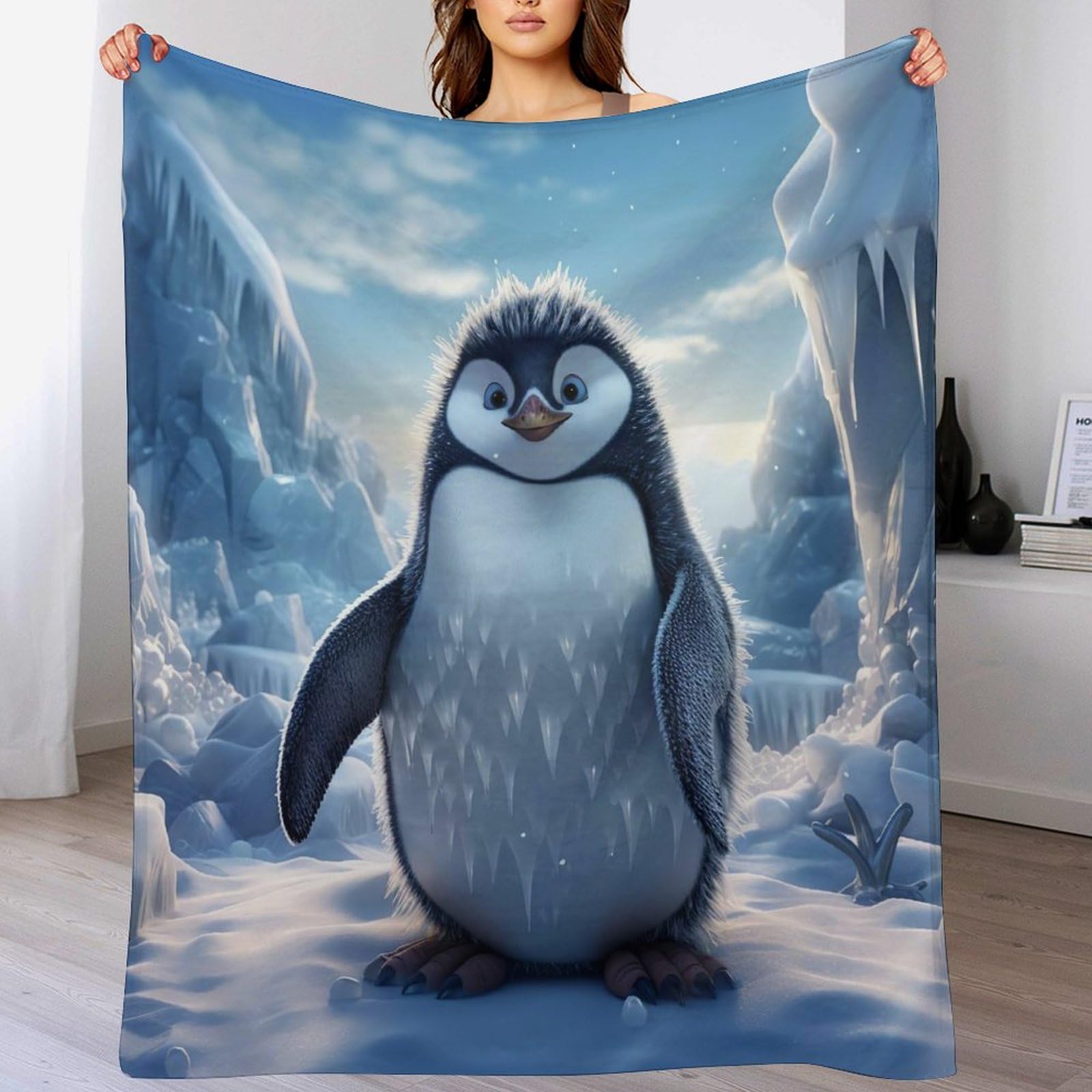 Couverture pingouins haut de gamme en flannel respirante et douce, grand lit 180x200