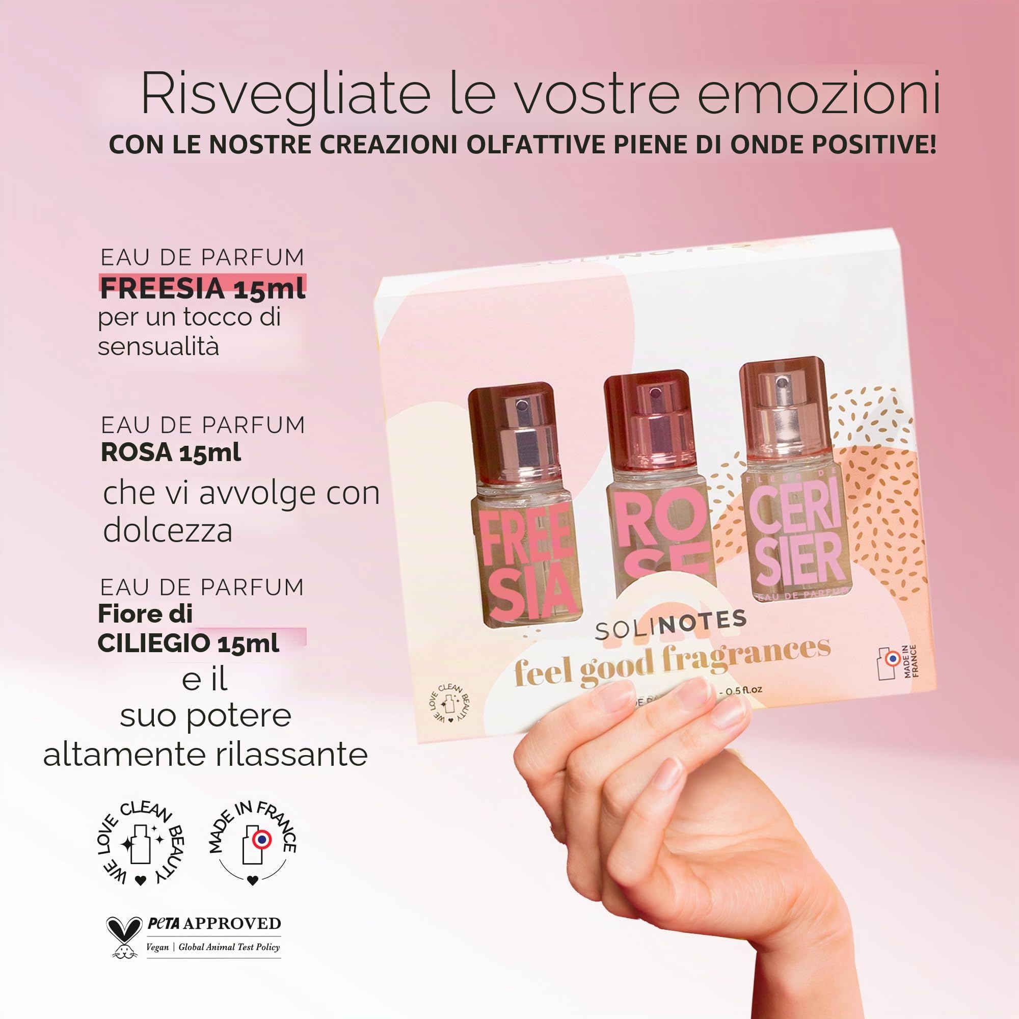 Solinotes Eau De Parfum Discovery Set – Cherry, Rose, Freesia Fragrance Gift Set di 3 flaconi spray profumanti per donne, note di sandalo, muschio, legno di cedaro, 15 ml