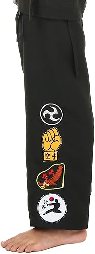 Miniatura 4 de Disfraz de Cobra Kai negro para niños, sin mangas, uniforme de Karate Gi, traje de Halloween