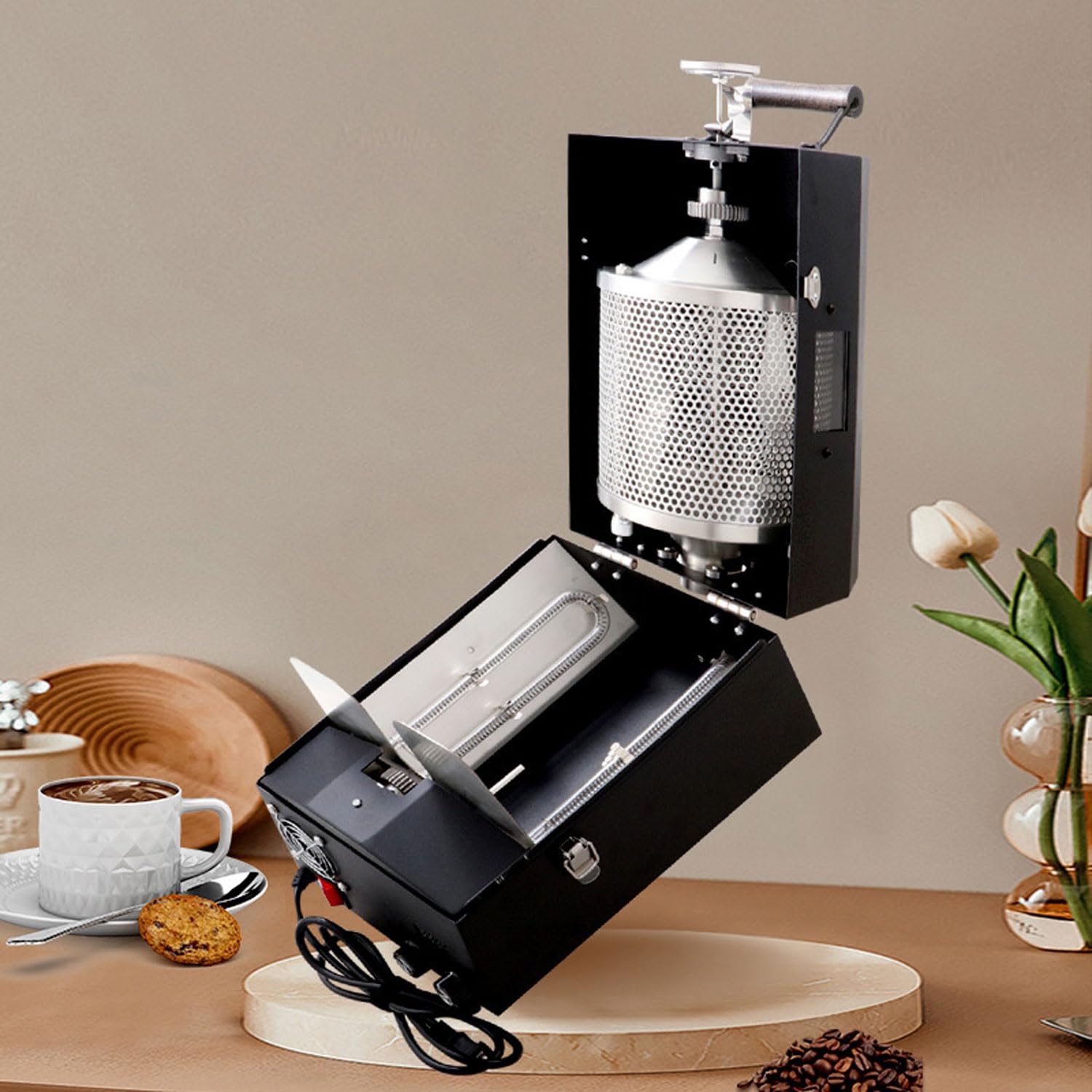Tostatrice Elettrica Per Chicchi Di Caffè, Macchina Per Cucinare Chicchi Di Caffè Professionale In Acciaio Inossidabile Da 400 G, Temperatura/velocità/tensione/regolazione, Per Casa, Bar, Ufficio