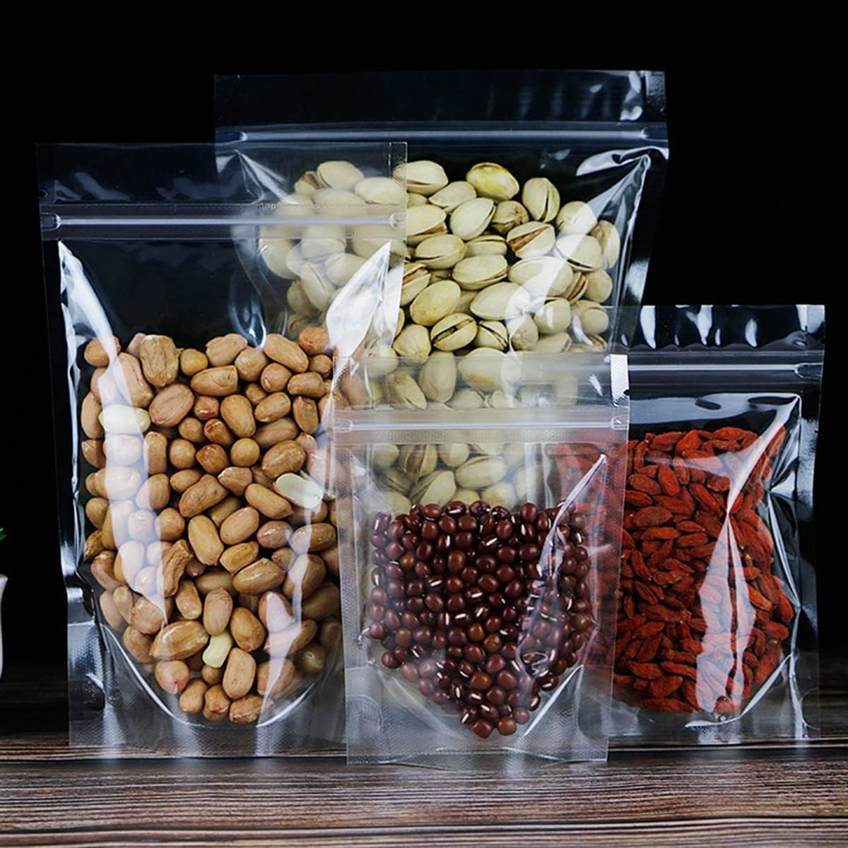 100 Pack Clear Zipper Stand Up Pouch Bag, Dry Fruit Food Packaging Bag, Moisture-Proof Transparent Sealing Bag Resealable Ziplock Snack Food Tea Pouches (3.94" x 5.91")