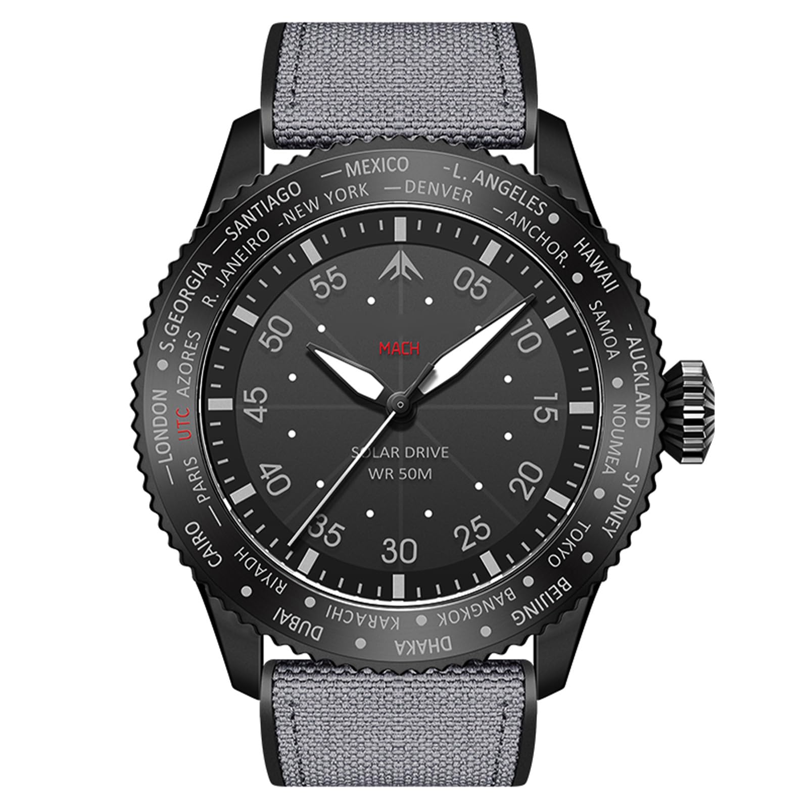 Alomejor Herren-Solaruhr, Solarbetrieben, Wasserdicht, Chronograph, Fliegeruhr, Nachtsicht, 180 Tage, Solaruhr für Sport und Abenteuer