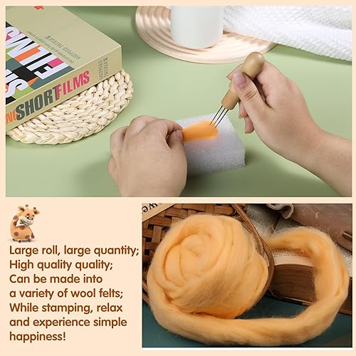 Vista 83 de 3.53 oz lana Roving, suministros de fieltro de lana, lana pura, hilo grueso, hilado de lana giratoria para fieltro de aguja, fieltro húmedo, Blanco