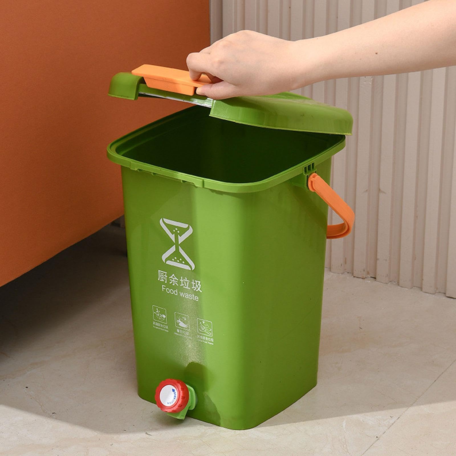 Seau à compost pour déchets de cuisine élégant pour garde-manger, comptoir de maison, L, vert