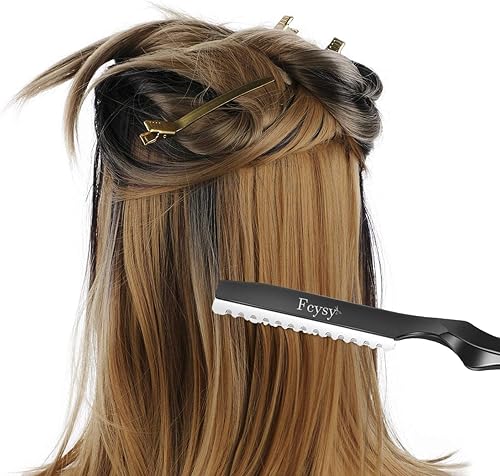 Miniatura 4 de Fcysy - Tijeras de corte de cabello, kit de tijeras de peluquería profesional Fcysy para corte de pelo, tijeras de mezcla de corte de pelo negro,