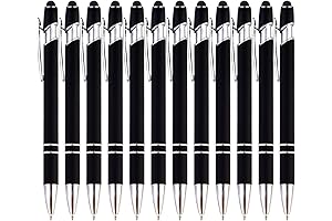 PASISIBICK 12 BLACK STYLUS PENS FOR TOUCH SCREENS: 2-IN-1 STYLUS PEN|1 MM MEDIUM POINT