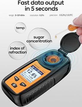 Brix Meter, Digital Brix Refractometer Automatic Temperature Compensation Brix Refractometer Range 0-35%