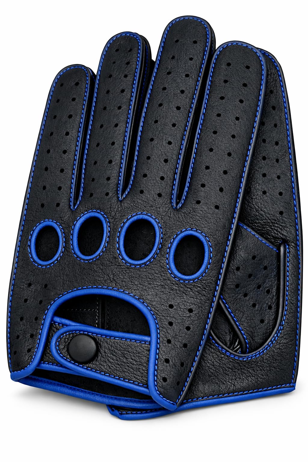 Riparo Men's Leather Driving Gloves – Genuine Cowhide Full-Finger Gloves for Driving &amp; Motorcycle Riding – Breathable Perforated Motorsport Style
