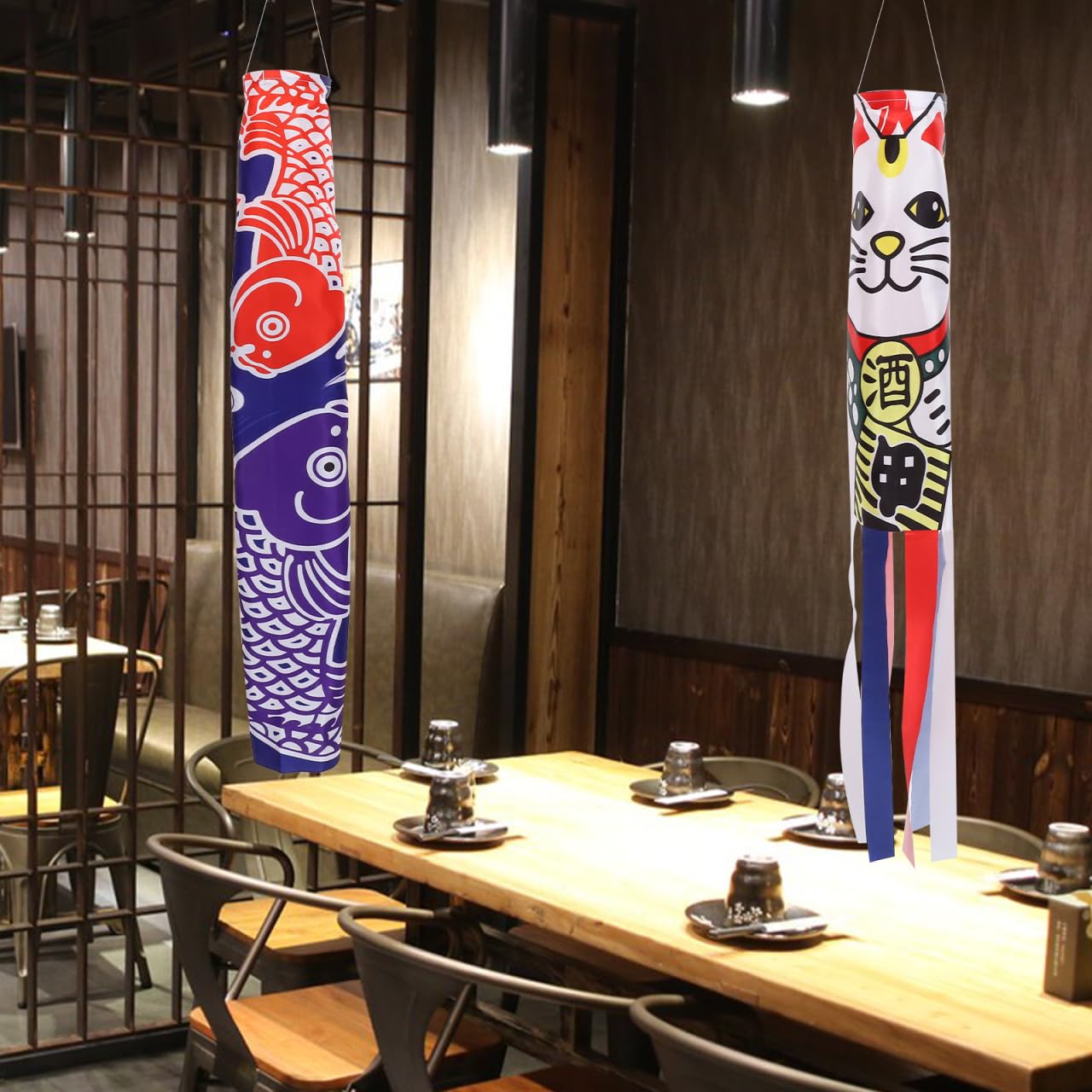 Lot de 4 Sacs à air pour Carpe - Drapeau - Drapeaux décoratifs - Décoration à Suspendre pour Jardin, Sushi, Bar, Restaurant