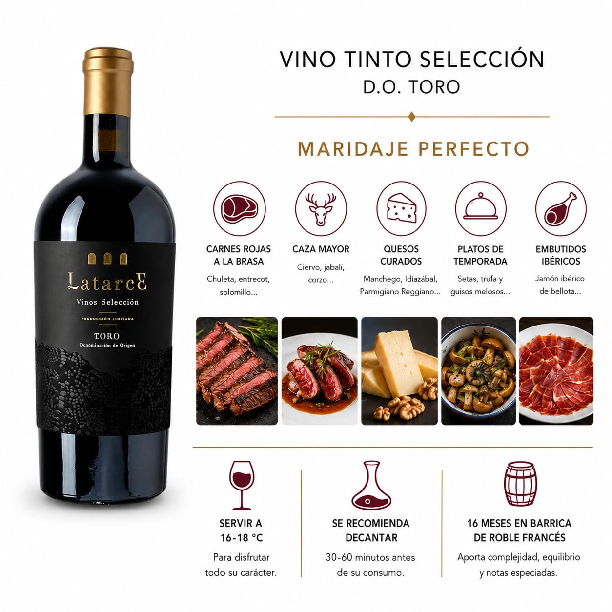 Latarce Selección | Premium Rotwein D.O. Toro | 100% Tempranillo | 16 Monate Französische Eiche | Weinset 3 Flaschen à 75cl | Limitierte Edition