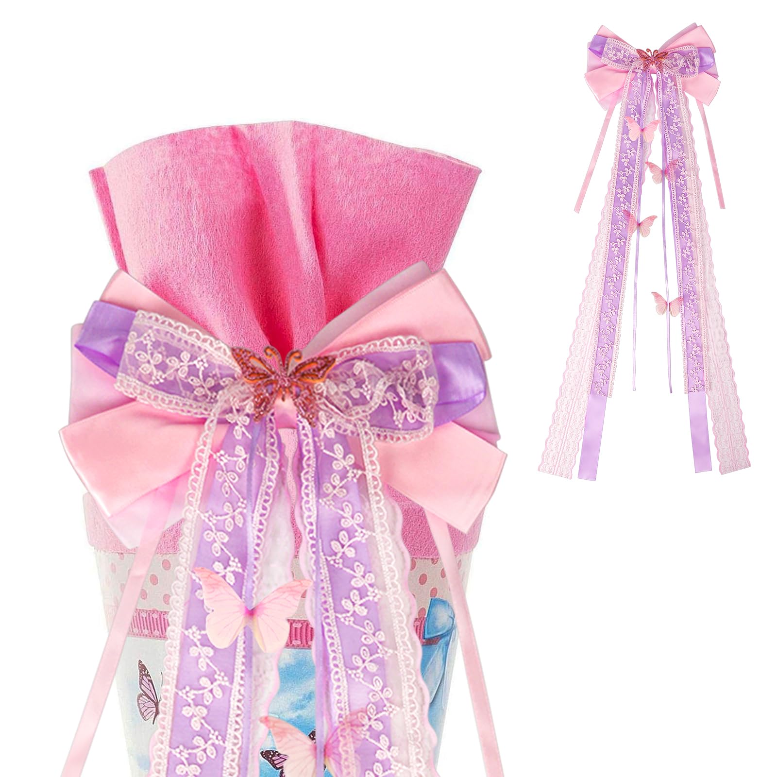 HOTUT Lazo de Bolsa de Azúcar, 60x20CM Arcos Lazos de Regalo, Decoración Boda de Coche, Decoración de Bolsas de Azúcar para Comienzo del Colegio, para Bodas,Fiestas, Envoltorios de Regalo
