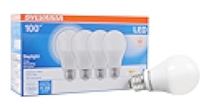 SYLVANIA LED A19 Light Bulb, 100W Equivalent, Efficient 14W, 1500 Lumens, Frosted Finish, Daylight - 4 Pack (78103)