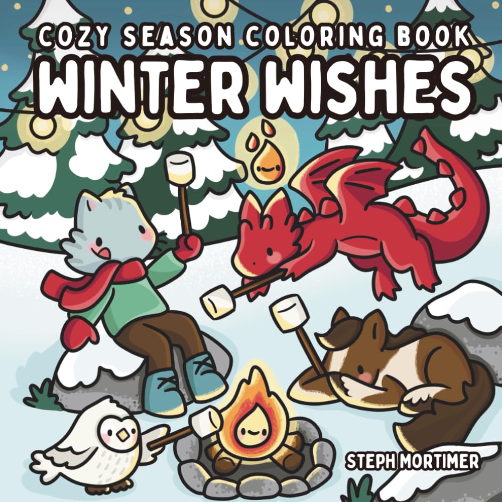 Winter Wishes : Cozy Season Coloring Book: Cozy Fantasy Coloring Book with Dragons, Ponies & Whimsical Winter and christmas Scenes (Hero Buddies)