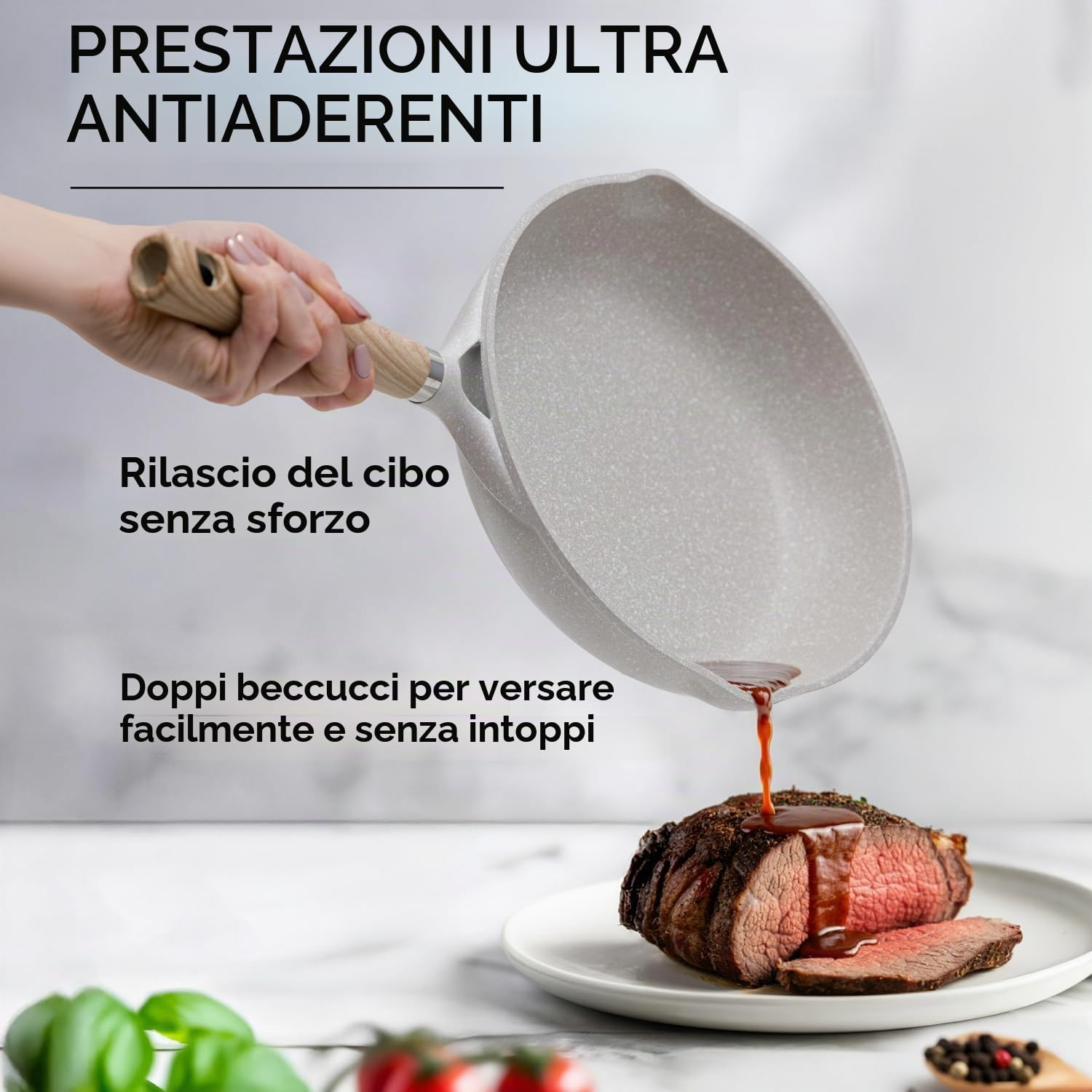 KASANOVA, Set di Pentole antiaderente Belly Cosy, batteria pentole antiaderente da 10 Pezzi con Rivestimento Antigraffio e Antiabrasione e Manico Soft Touch