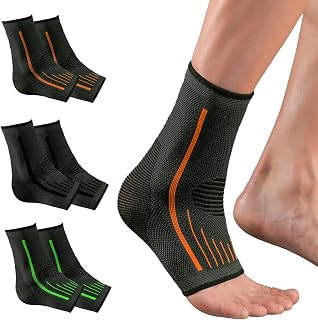 2 Pack Foot & Ankle Brace Compression Socks,Wrap &Ankle Support Compression Sleeve for Men & Women,support socks for Sprained Ankle,Heel Spurs,Injury Recovery,Achilles Tendonitis,Plantar Fasciitis (Orange, Medium)